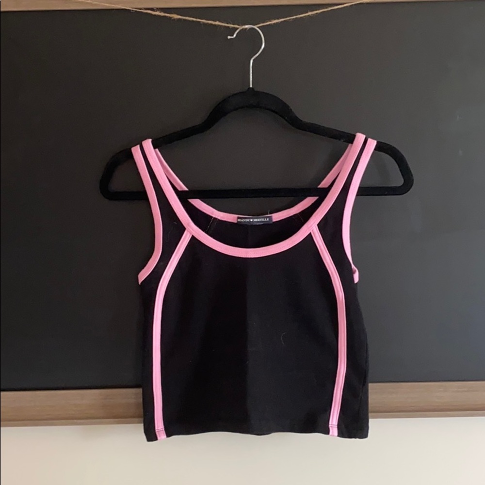 Brandy Melville Pink and Black Lauren Tank Top